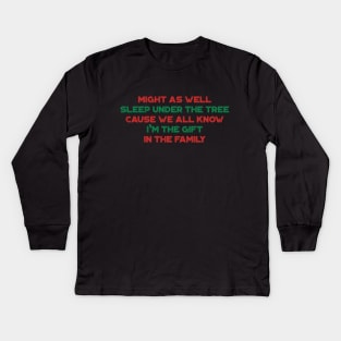 Might As Well Sleep Under The Tree Funny Vintage Retro (Christmas) Kids Long Sleeve T-Shirt